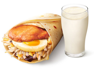 [自助餐饮]-肯德基-【新品】全家欢大饼卷肉肉肉+醇豆浆