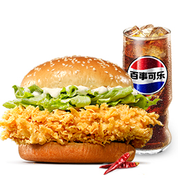 [自助餐饮]-肯德基-香辣鸡腿堡(辣)+中可乐