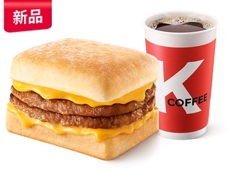 [自助餐饮]-肯德基-【新品】芝士双层牛肉帕尼尼+美式/冰美式
